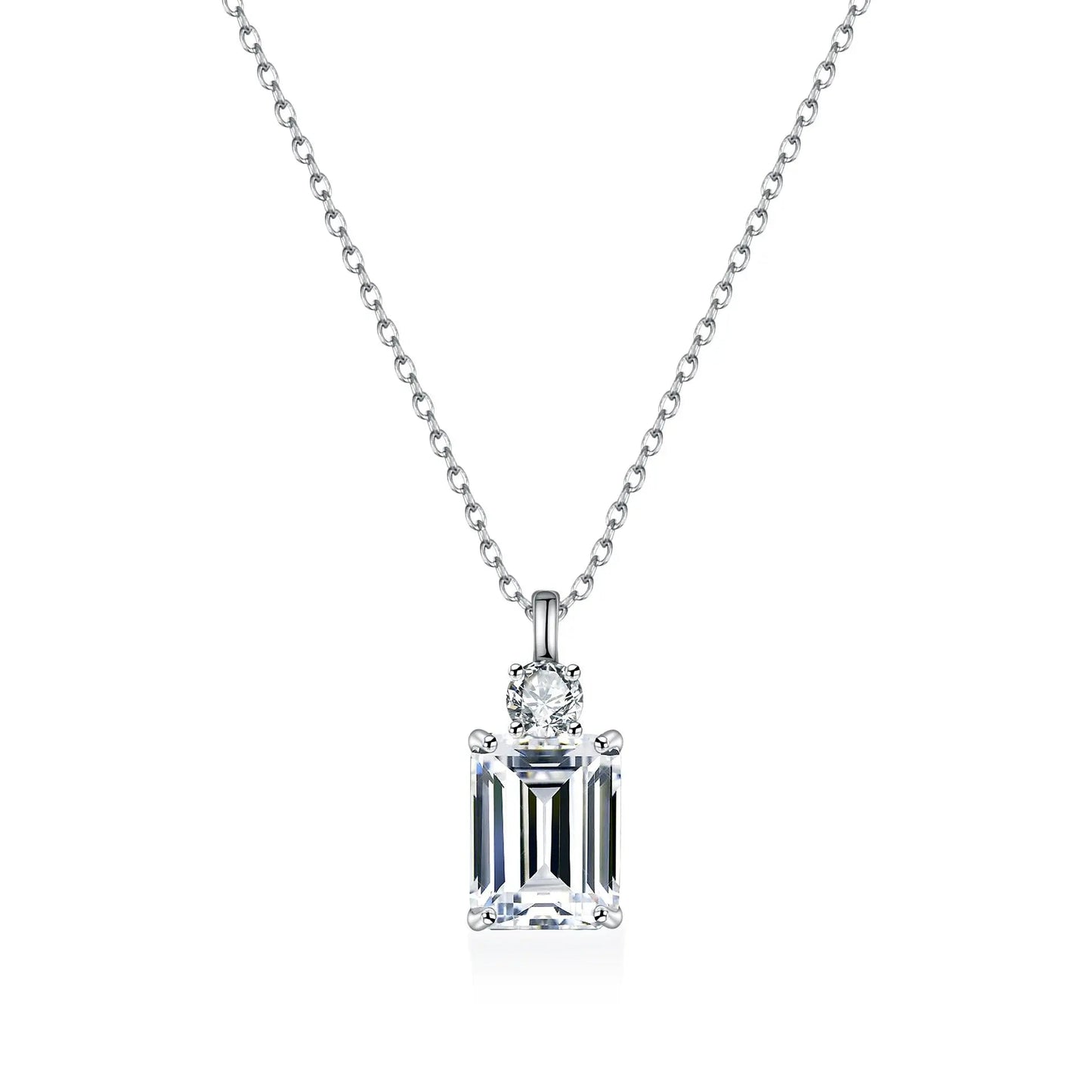 Emerald Diamond Square S925 Sterling Silver Necklace Advibe Studio