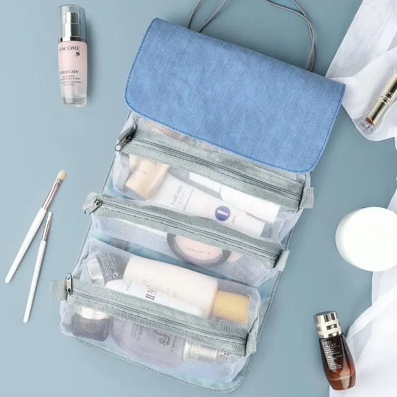 Detachable Make-Up Bag Foldable Box Large Capacity 4-Room Travel Portable Inner Zipper Cosmetic Pack with Handle Advibe Studio