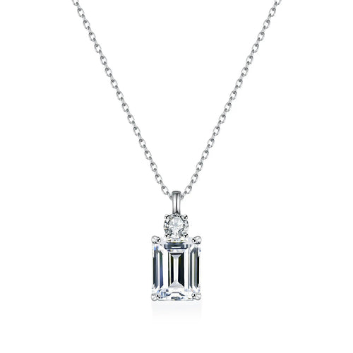 Emerald Diamond Square S925 Sterling Silver Necklace Advibe Studio