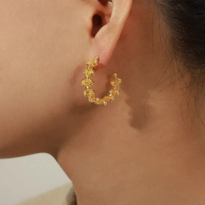 Simple Fashion Copper Irregular Beads Woven Earrings Advibe Studio