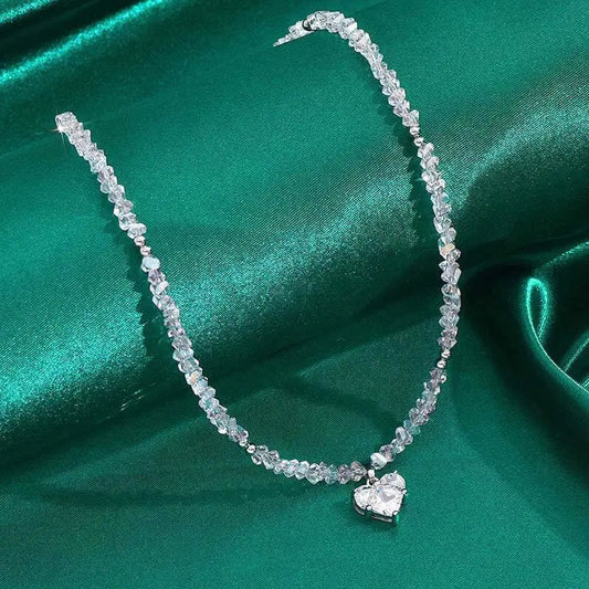 Simple Niche Personality Beaded Crystal Love Necklace Advibe Studio