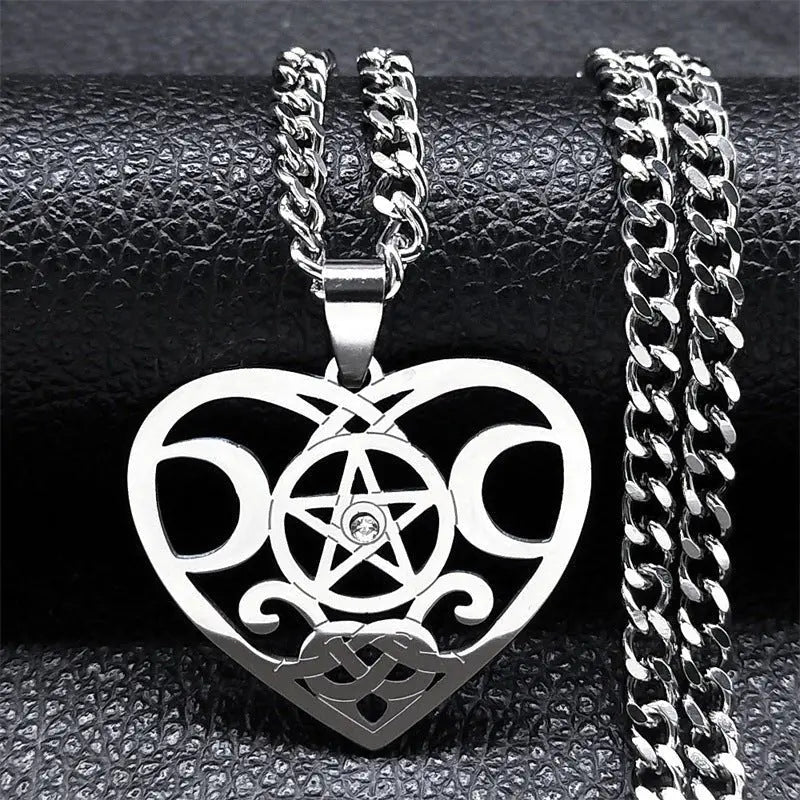 Stainless Steel Triple Moon Five-pointed Star Pendant Ornaments Advibe Studio