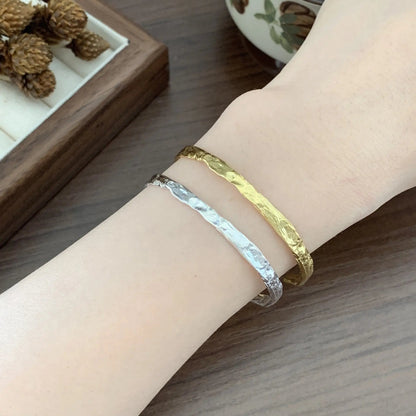 Sterling Silver Bracelet Simple And Irregular Convex Gold Foil Pattern Advibe Studio
