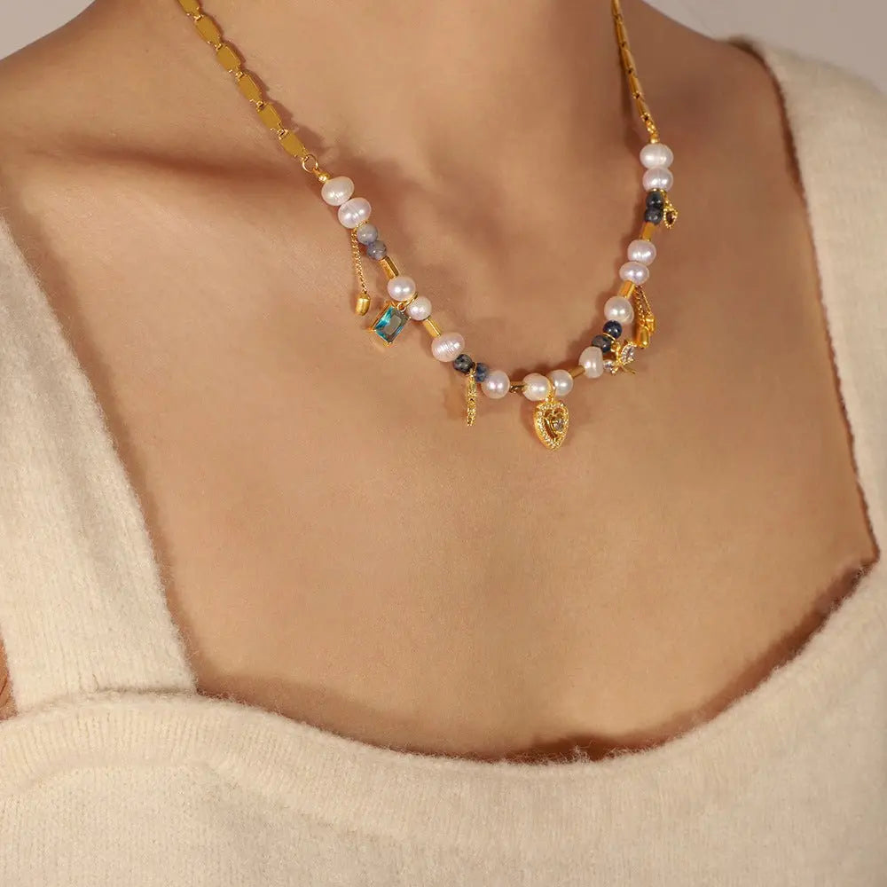 Vintage Natural Stone Freshwater Stringed Pearls Necklace Advibe Studio