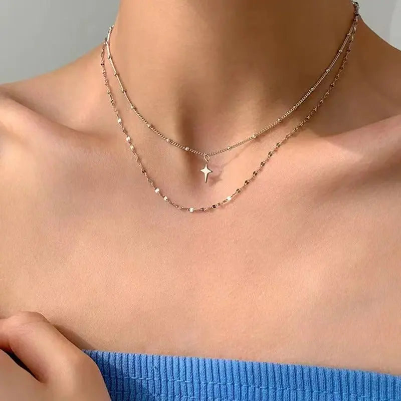 Women's Double-layer Twin Titanium Steel Necklace Advibe Studio